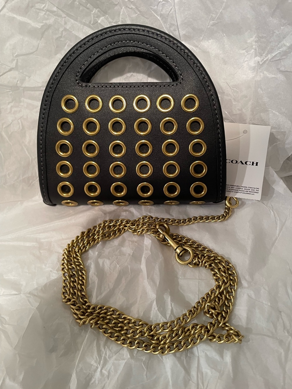 NWT Coach Limited Edition Black Mini Dome Handbag w/ Grommets Crossbody